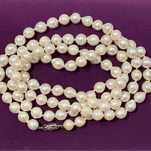 Large Semi Baroque Freshwater Pearl Necklace 14K Clasp